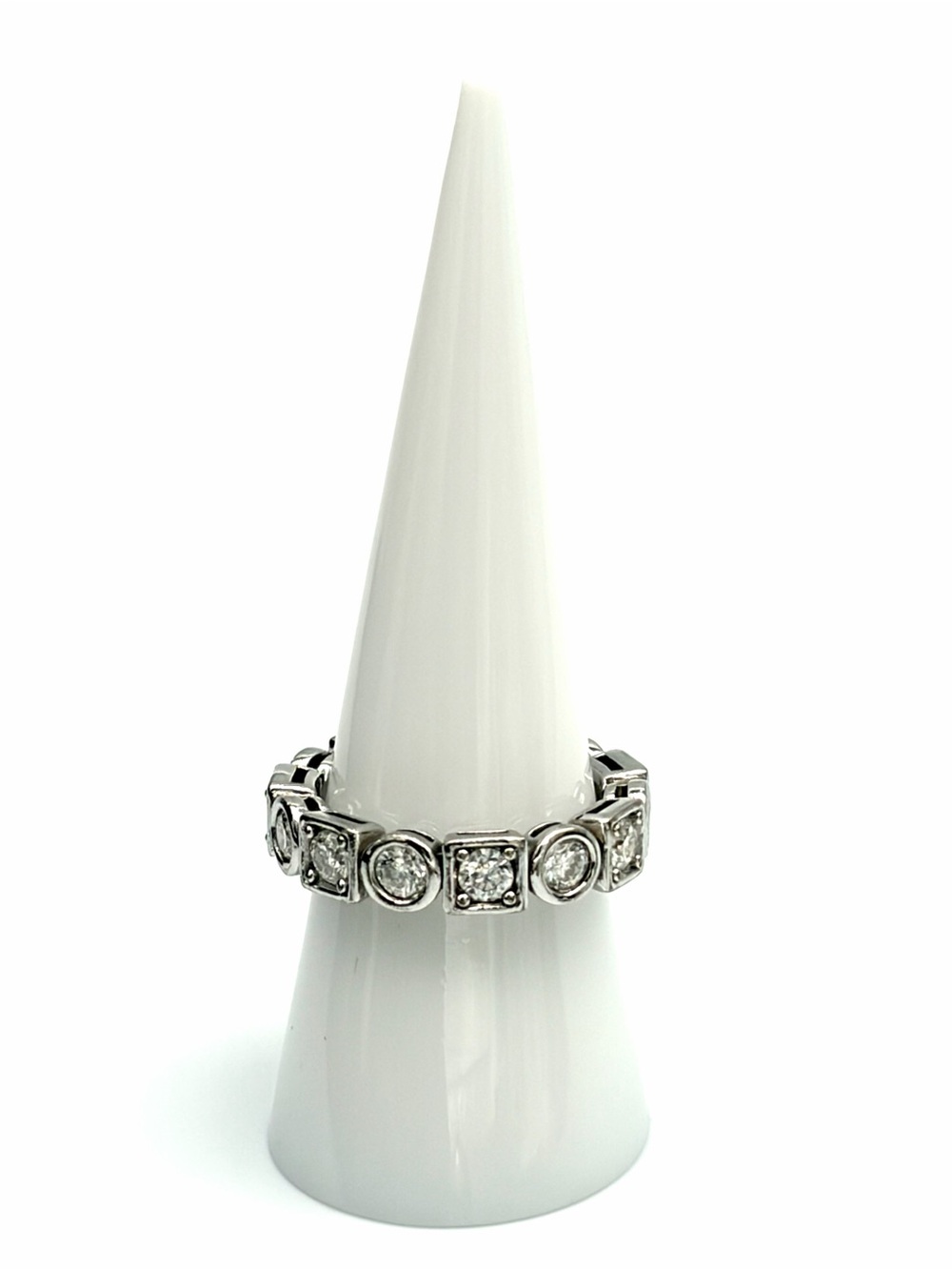 Diamond Eternity Band 2.80 CT Round & Square Sterling Silver Setting